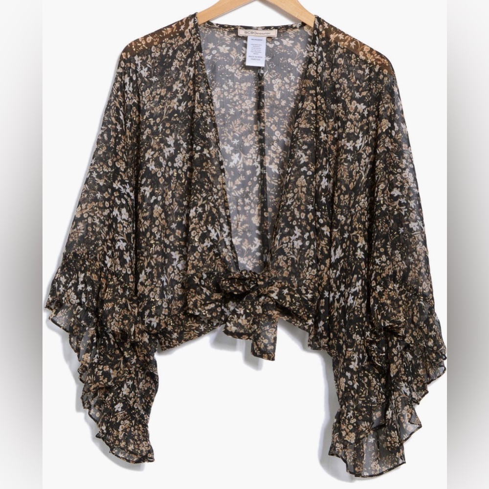 BCBG Floral Foil Print Chiffon Topper.